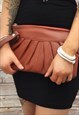 Brown Faux Leather Clutch Bag