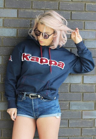 VINTAGE 1990S KAPPA NAVY AND MAROON HOODIE