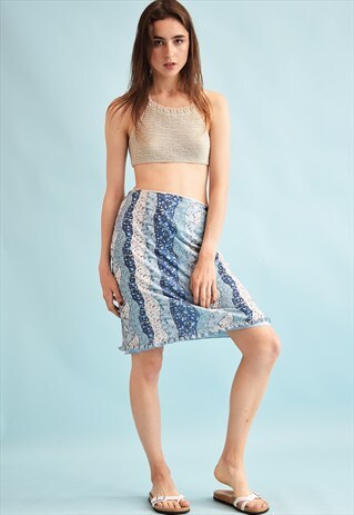90'S RETRO KITSCH FLORAL PRINT MESH MINI SKIRT