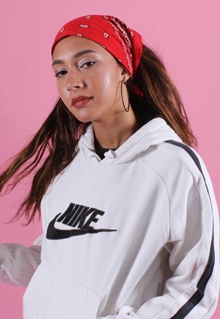 NIKE WHITE AND BLACK EMBROIDERED HOODIE