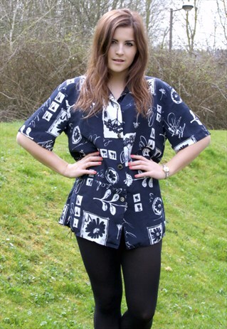 VINTAGE 80S ART NERD SHIRT - SIZE 14 - FESTIVAL - PAINT