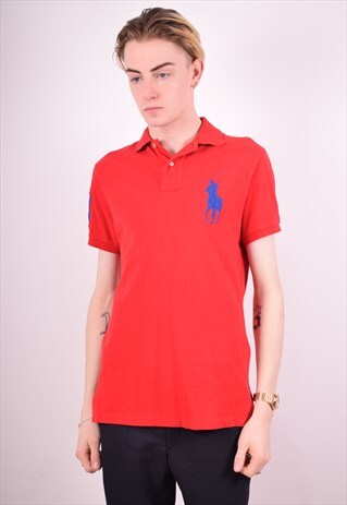 POLO RALPH LAUREN MENS VINTAGE POLO SHIRT SMALL RED 90S