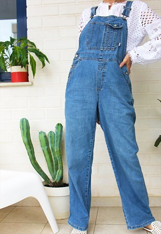 LIGHT BLUE DENIM STRAIGHT LEG DUNGAREES