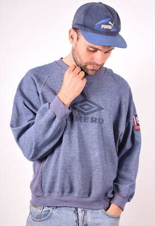 UMBRO MENS VINTAGE SWEATSHIRT JUMPER MEDIUM BLUE 90S