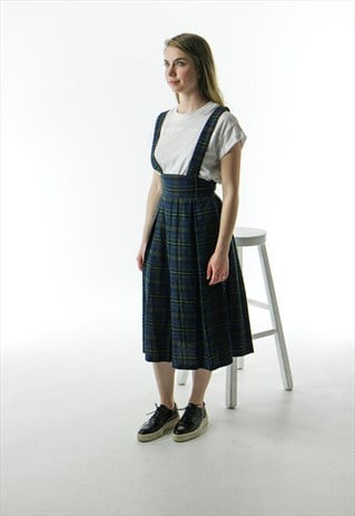 OVERALL WOOL SKIRT / PLAID WOOL SKIRT