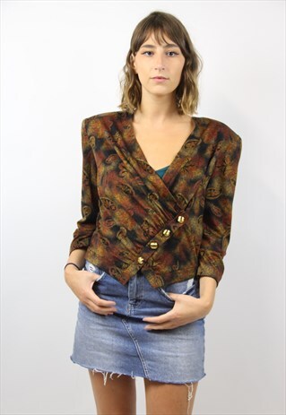 VINTAGE PATTERNED WRAP BLOUSE