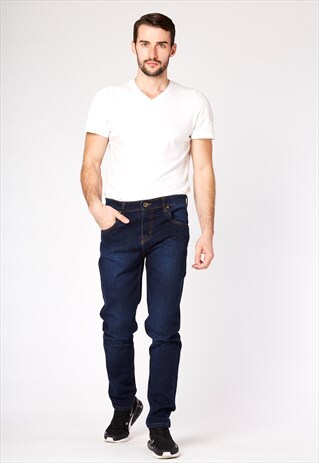 DARK BLUE STRETCH SLIM FIT JEANS