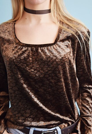 Y2K RETRO VELVET KITSCH PARTY TEEN TOP BLOUSE