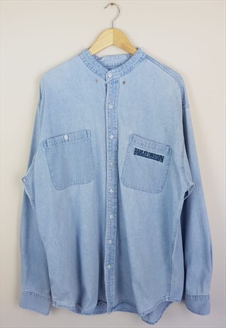 VINTAGE HARLEY DAVIDSON DENIM SHIRT BLUE