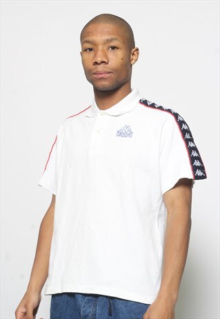 VINTAGE KAPPA TAPE LOGO POLO SHIRT WHITE