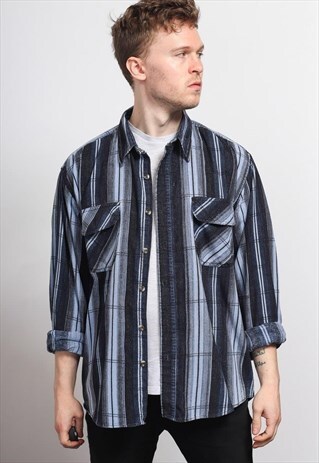 VINTAGE CORDUROY CORD STRIPED SHIRT