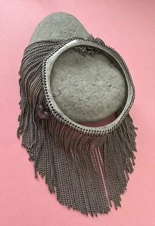 VINTAGE 70'S SILVER METAL FRINGED CHARM BRACELET 