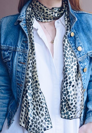VINTAGE 80S LEOPARD PRINT SCARF
