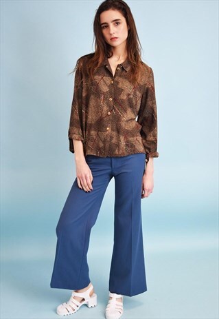 COOL 90'S RETRO ABSTRACT PATTERN NEUTRAL SHIRT BLOUSE TOP
