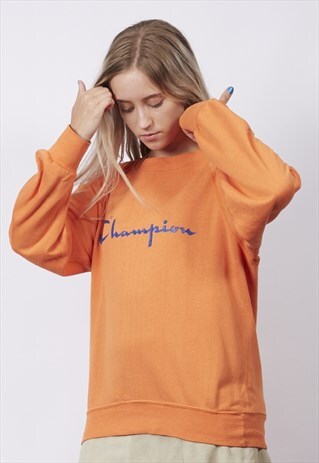 VINTAGE 80'S CHAMPION BRIGHT ORANGE SWEATER