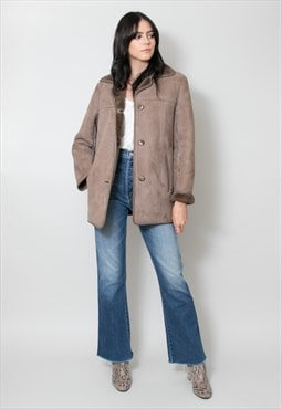 70's Vintage Brown Shearling Coat Jacket Ladies Vintage 