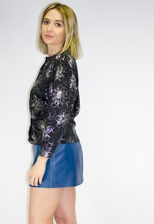 VINTAGE 80'S BLACK & SILVER CROPPED BLOUSE