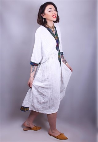 ETHNIC PRINT MIDI DRESS