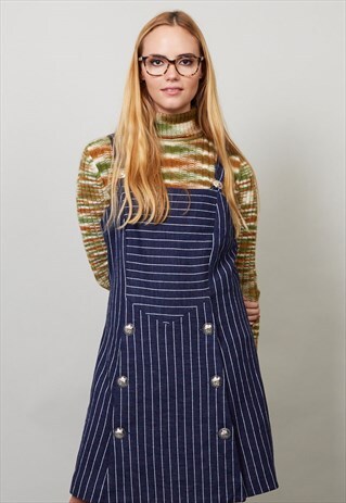 VINTAGE STRIPY 90'S PINAFORE DRESS