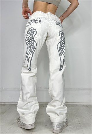 Vintage Y2k Jeans Angel Wings Low Rise Grunge Baggy 2000s