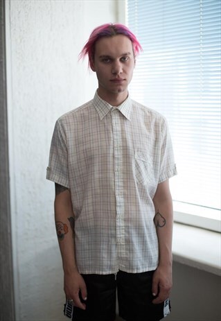 VINTAGE 80'S WHITE TARTAN SHIRT