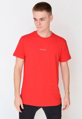 RED SHIT FACED (WHITE) T-SHIRT