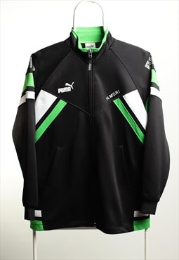 Vintage Puma Sportswear Track Jacket Logo Black White Green