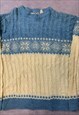 VINTAGE KNITTED JUMPER ABSTRACT SNOWFLAKE PATTERNED SWEATER