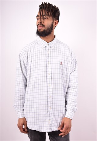 TOMMY HILFIGER MENS VINTAGE SHIRT XL WHITE 90'S