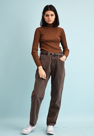 90'S RETRO REGULAR WAIST MOMS STONEWASH DENIM JEANS
