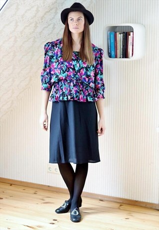 FLORAL AND BLACK COMBINED DRESS