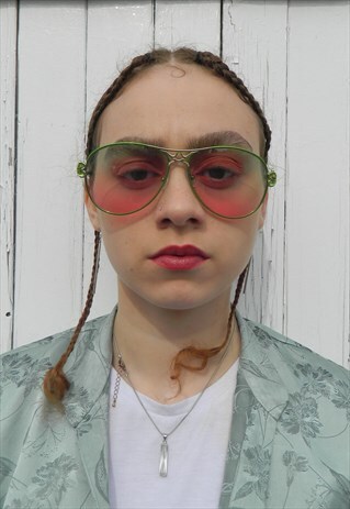 GREEN AVIATOR Y2K SUNGLASSES