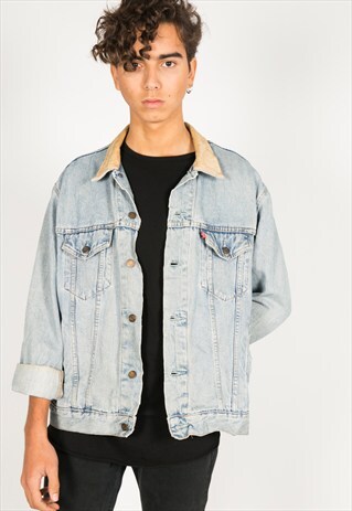 VINTAGE 80S LEVI'S CONTRAST COLLAR DENIM JACKET / R1099