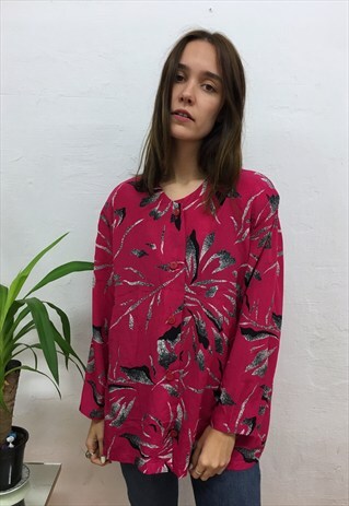 VINTAGE MULTICOLOR PINK 80S PATTERN SHIRT