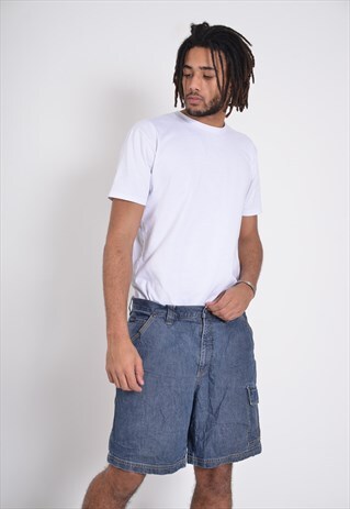 VINTAGE COLUMBIA CARGO JEAN SHORTS BLUE