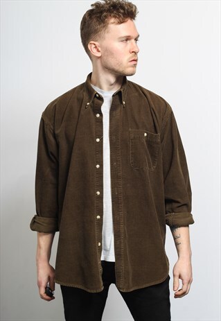 VINTAGE CORDUROY CORD SHIRT BROWN