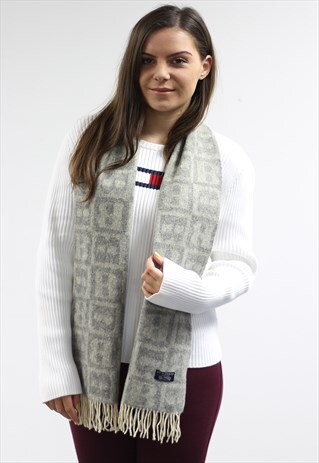 VINTAGE CASHMERE CHECKED SCARF GREY-AS178