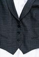 VINTAGE PREPPY VEST Y2K PLAID WAISTCOAT IN GREY