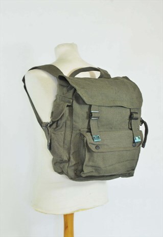 Large Cotton Rucksack Backpack Satchel Style Army Green