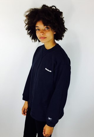 REEBOK NAVY EMBROIDERED LOGO SWEATSHIRT