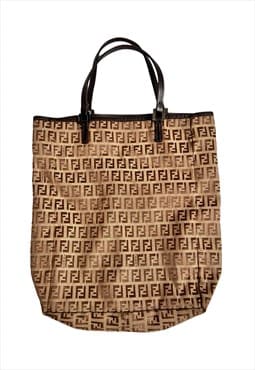  Fendi Tote Bag Shopper Zucca Zucchino Monogram Logo Brown