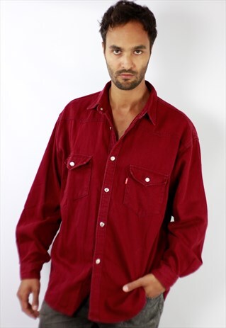 LEVIS CORDUROY SHIRT WINE RED MEN