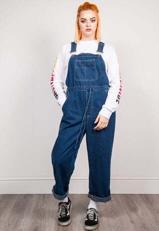VINTAGE 90'S BLUE DENIM LONG GRUNGE STYLE DUNGAREES