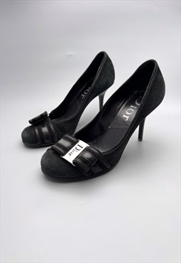Christian Dior Heels Courts Black Logo Round Toe Pumps 36 