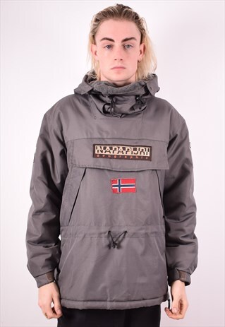 NAPAPIJRI MENS VINTAGE PULLOVER JACKET LARGE GREY 90S