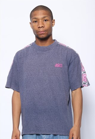 VINTAGE ASICS TAPE LOGO T-SHIRT BLUE