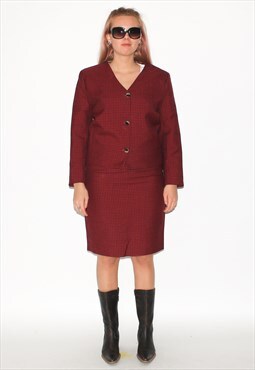 Vintage Y2K plaid skirt set formal co-ords in red