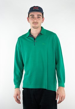Vintage Burberry 90s green basic long longsleeve Polo Shirt