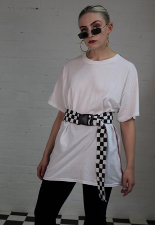 CHECKERBOARD BELT WITH BUCKLE DETAIL
