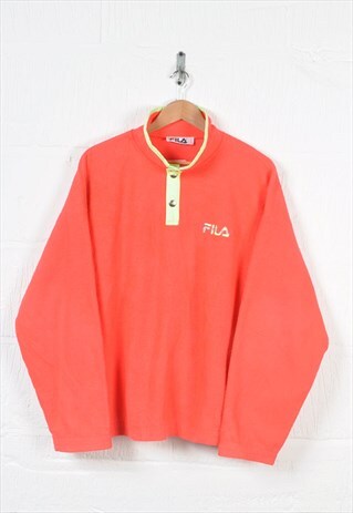 VINTAGE FILA MAGIC LINE FLEECE 1/4 BUTTON POLARLITE PINK XL